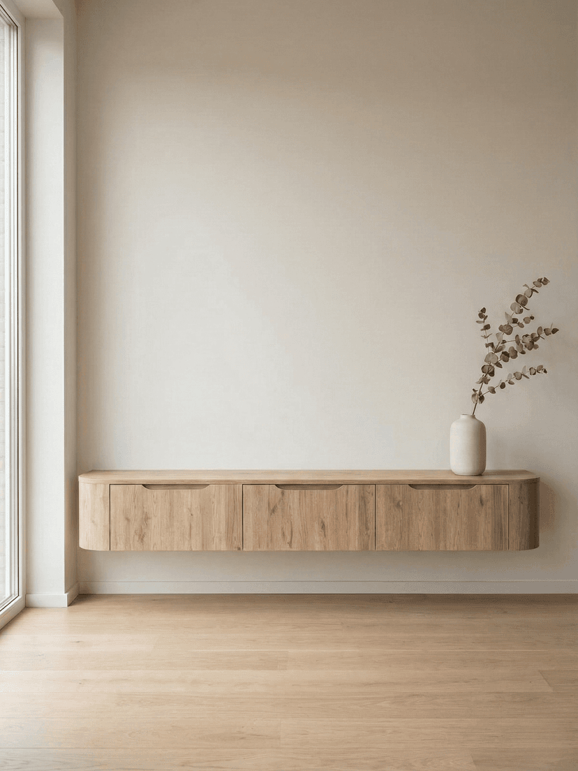 Japandi Curved TV Unit