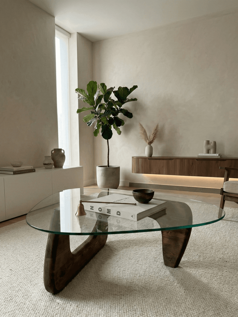 Organic Coffee Table — Tempered Glass 90 × 65 cm