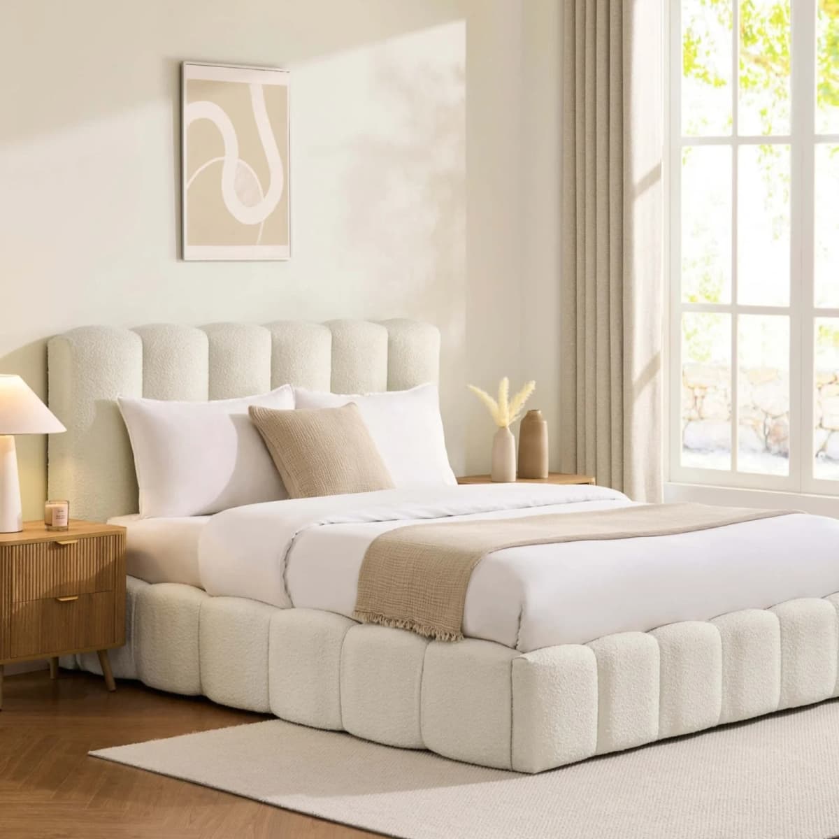 Cheshire Boucle Ottoman Storage Bed – Off White