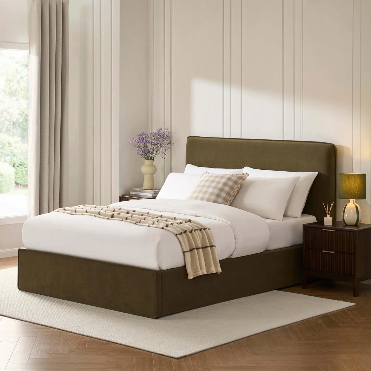 Oslo Ottoman Storage Bed – Olive