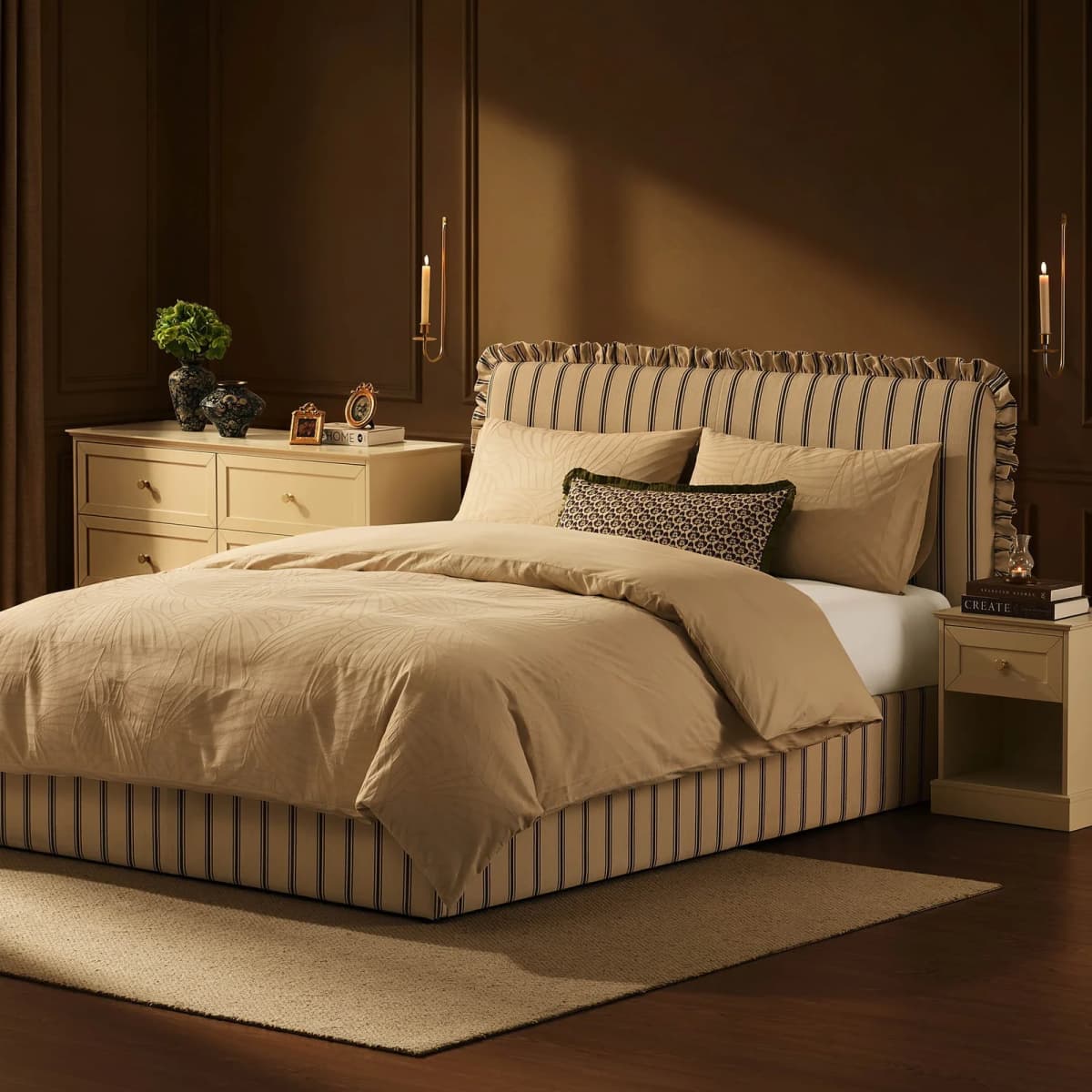 Riva Ottoman Storage Bed – Blue Stripe