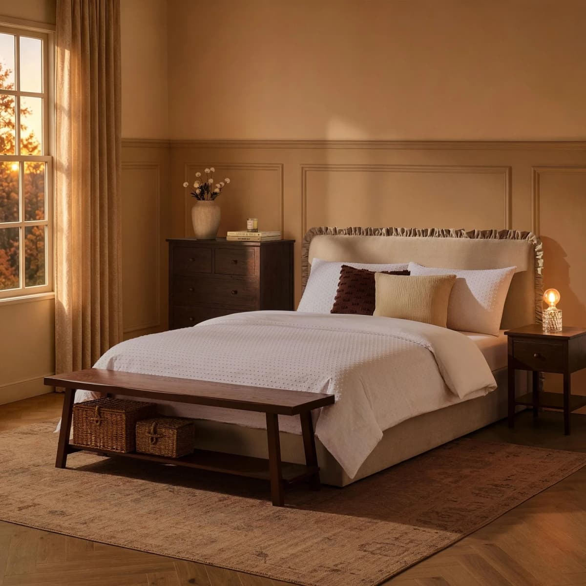 Riva Ottoman Storage Bed – Chenille Ivory