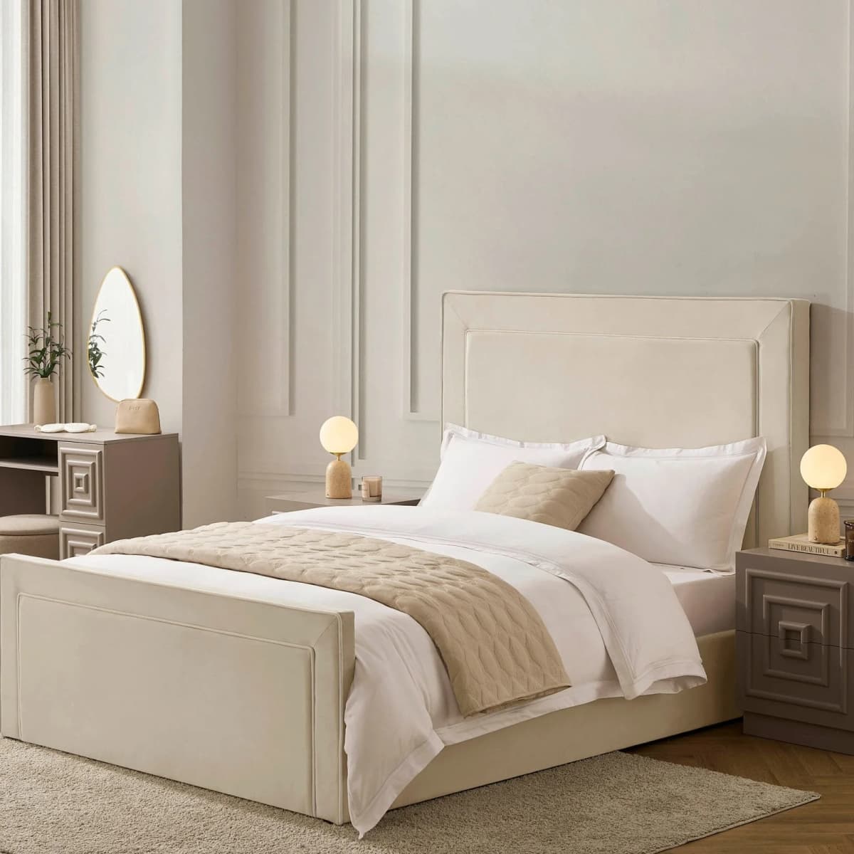 Sorrento Ottoman Storage Bed – Ecru/White