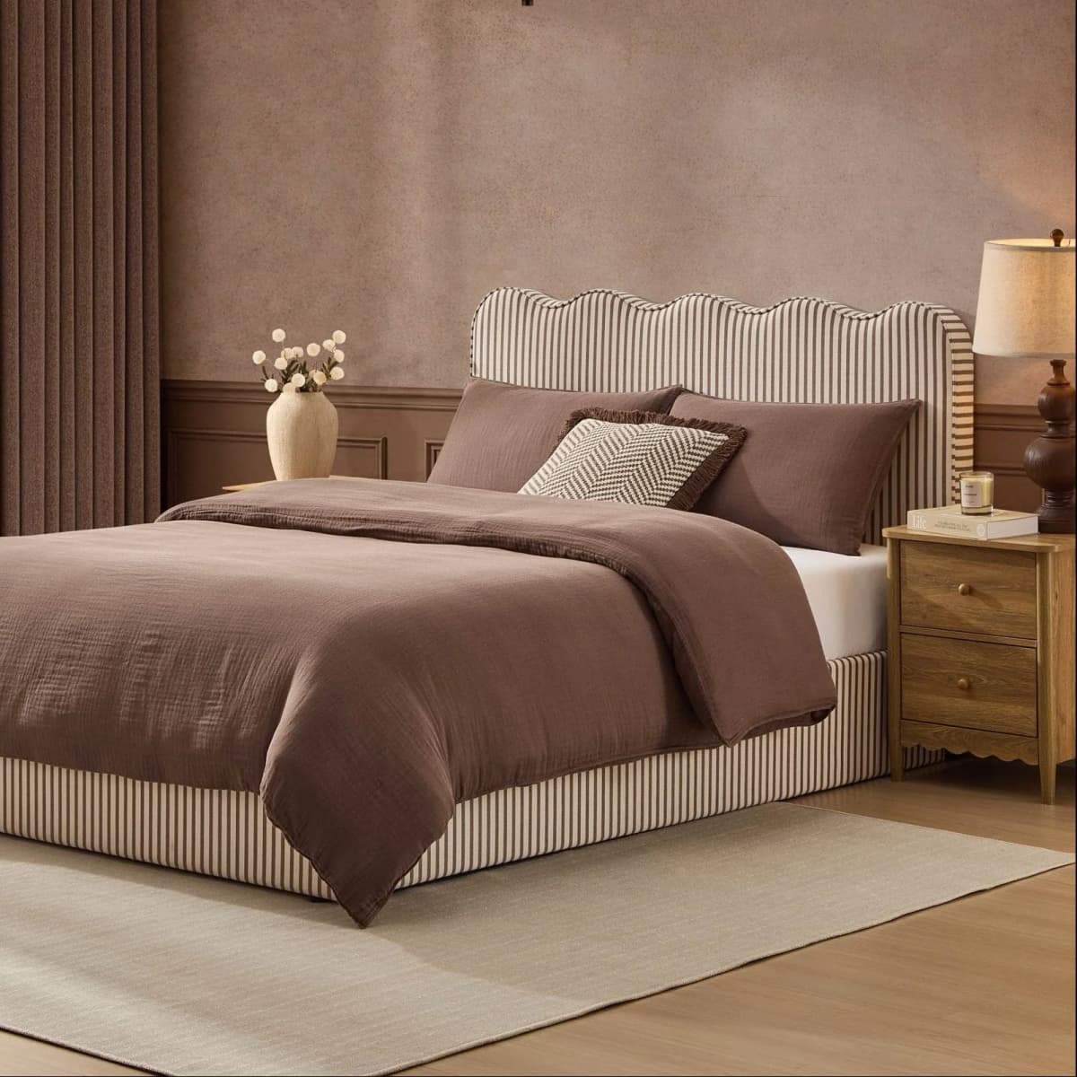 Wavy Ottoman Storage Bed – Chocolate Stripe