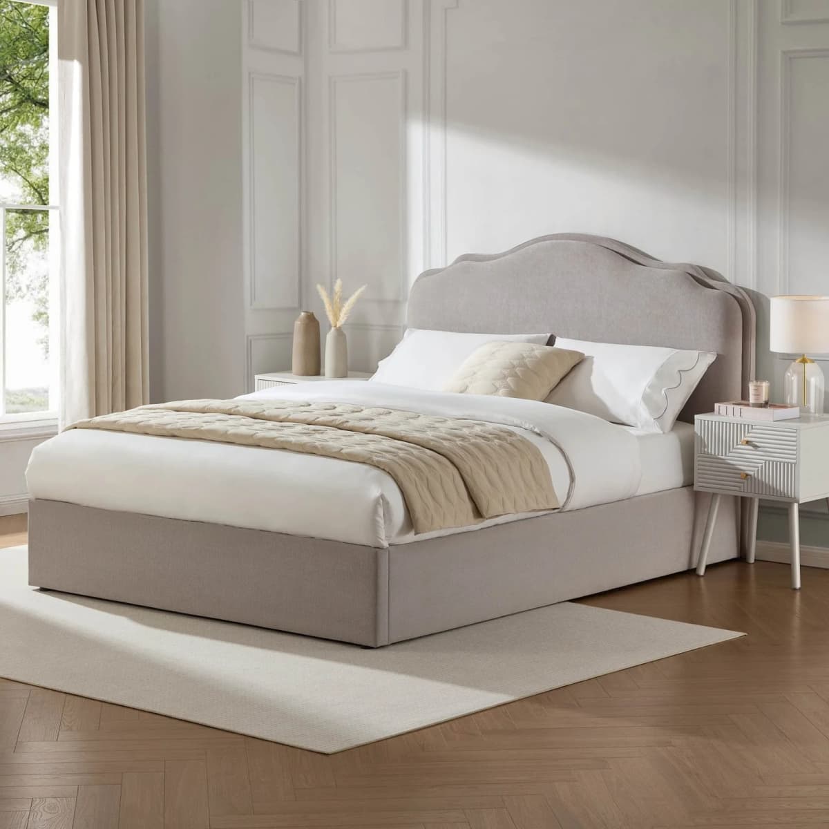 Wiltshire Chenille Ottoman Storage Bed – Light Grey