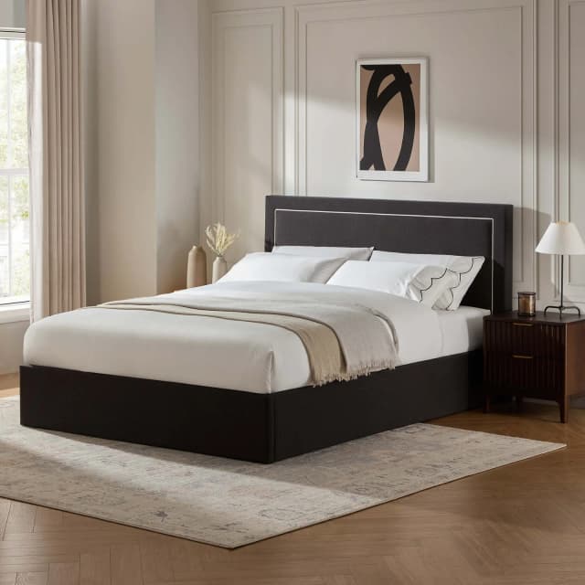 Windsor Ottoman Storage Bed – Black/Natural
